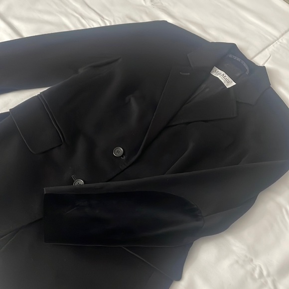 MaxMara velvet patch wool blazer Sz 2 black - Picture 10 of 14